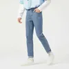 Herr jeans semir jeans män solid retro hong kong stil slim fötter man ny tvättade demin byxor trend ins j231222