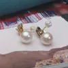 Stud Earrings Tahiti Black Pearl 18K Gold Earclips Without Ear Holes TN168