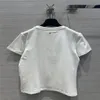 24SS Damen-Designer-T-Shirt, Designer-Tops mit Buchstaben, Pailletten, besticktes T-Shirt, Mädchen, Milan Runway Crop Tops, Marken-Designer-Pullover-Shirt, Oberbekleidung, Baumwoll-Shirts