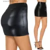 Röcke dünne matte Kunstleder Miniröcke Frauen hohe Taille Solid Color Slim Fit Bodycon -Röcke Sommer L231222