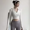 Chemises actives Top Autumn High Waited Short Slim Fit Running Training Fitness Costume à manches longues pour les femmes