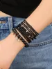 Strand 9pcs Black Glass Rice Beads Crystal With Bohemian Style Bracelet