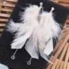 Boucles d'oreilles en peluche kadrufi fée exagérée de plumes molles drop coréenne femme de luxe en strass gris blanc gris boucle d'oreille bijoux