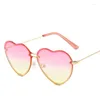 Sonnenbrille Liebe Herz Form Frauen Sonnenbrillen Korean Mode Randless Metal Bein Outdoor Colon Color für Frauen