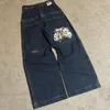 Streetwear Jnco Jeans Y2K Spodnie Mens Hip Hop Graphic Patch Retro Blue Worbgy Dżinsy Harajuku Gothic High Waisted Spoders 231221