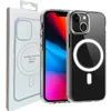 Étuis de téléphone magnétique transparent transparent pour iPhone 15 14 plus 13 12 11 Pro Max XR XS Max Samsung S24 S23 Chargeur sans fil Couverture d'amortisseur acrylique avec forfait de vente au détail