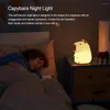 Luci notturne silicone capybara usb ricargeab lampade per animali da tocco con tempistica che dorme per bambini