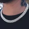 Iced Out 15mm Miami Cuban Link Chain 8 16 18 20 24 Custom ketting Bracelet Rhinestone Bling Hip Hip For318J