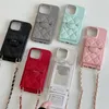 Women Phone Case With Mirror Card Insertion Handbag Cases Suitable For Apple 13 14 15 Promax Lychee Pattern Covers Wallet Cellphone Cover