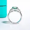 Anujewel 3ct Round Cut Blue Green Color Engagement Ring18Kゴールドメッキシルバーラグジュアリージュエリー卸売231222