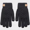 Wholesale Fleece Lined Fashion Warm Black Cable Knitted Winter Touch Screen Gloves 231222