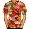Erkekler Tişörtler Şeker Çikolata 3D Baskı T-Shirt Moda Sokak Giyin