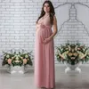 가방 드레스 긴 출산 드레스 임신 사진 사진 촬영 임산부 어머니 민소매 우아한 레이스 파티 저녁 출산복
