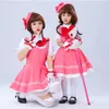 Cosplay cosplay dziewczęta różowa karta porywacz sakura kinomoto sakura sukienka księżniczka cosplay kostium lolita sukienki dla dzieci impreza 230606