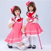 Cosplay Cosplay Girls Pink Card Captor Sakura Kinomoto Sakura Princess Dress Cosplay Costume Lolita Dress Costumes for Kids Party 230606