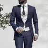 Yaz erkekleri düğün damat smokin ince fit iş rahat takım 3 adet blazer yelek pantoloncostume homme 231221