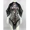 Stage Wear Nightclub Bar Sexy Backless Glitter Laser Paillets Tassel Dress DJ Gogo Dance Costume Dancer Party Festival Performance Kleding