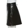 Skirts Autumn European American Fashion Hollow Out Sexy Women High Waist Japanese Punk Girls PU Leather Skirt