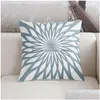 Cushion/Decorative Pillow Blue White Cushion Er Fashion Geometric Embroidery Case For Sofa Bed Car Simple Decorative Ers 45X45Cm Dro Dhy91