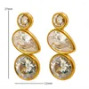 Pendientes de tachuelas Luxury 3 Irregular Stone Drop de acero inoxidable Color de oro Fashion For Women Jewelry Daily Gift