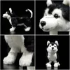 Stuffed Plush Animals 25Cm Siberian Husky Dog Toy W/ Brown/Blue Eyes Lifelike Alaskan Malamute Animal Toys Christmas Gifts 201212 Dhfsq