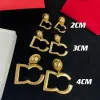 Delicate Letters Stud Designer Earrings Womens Charm Luxury Gold Ear Hoops Earring Round Circle Alphabets Studs Ladies Birthday Christmas Gifts 3 Sizes