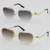 2021 Randless Fashion Leopard -Serie Gold 18K Sonnenbrille Metallfahrgläser Hochwertiger Designer UV400 3 0 Dicke Frameless 279p