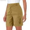 Shorts femininos shorts shorts de verão calças shorts botão de calça curta para caminhada de bolso de bolso de verão praia de cor sólida slim respirável berdal231222