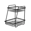 Kitchen Storage Fruit Bowl Stand 2 Tired Multifunctional Bathroom Wire Basket With Handle Rectangle Food