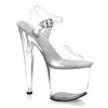 Sandaler Ultra-High Slim Heel Fish Mouth Shoe Waterproof Platform Sexig transparent 20 cm Crystal Buckle Strap Women's Fashion