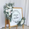 Dekorative Blumen 2pcs Westyle Hochzeitsbogen Künstliche Rosen Willkommenskarten Partyschilder Dekorationen Ecke