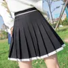 Rokken raken kleur met hoge taille rode korte rok sport casual dames geplooide skater schooluniform mini