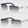Whole 8200757 Style Rimless Sunglasses Genuine Natural Black and White vertical Stripes Buffalo horn glasses 18K Gold UV400 Le240q