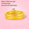 Gold Ring Pure Gold Plain Circle Hand Decoration 3D Hard Gold Ring Tail Ring Girlfriend Friends Parents Birthday Gift 999 GOLD 240103