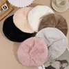 Boinas coreanas chapéus de boina de pelúcia para mulheres meninas outono Bonnet de inverno Moda de cor sólida