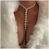 Belly Chains Stonefans Fashion Pearl Body Chain Bra Necklace Harness For Women Summer Y Bikini Crystal Waist Beach Jewelr Drop Deliv Dhcvp