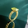 Anneaux de mariage Jinrom Vintage 18K Gold plaqué 925 STERLING SILPS 9 * 11 mm Zircon péridot Gemstone Wedding Fine Jewelry Ring For Women Gift 231222