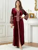 Casual Dresses Morocco Velvet Dress Turkey Kaftan Robe Ethnic Ramadan Abaya Gown Women Autumn Winter Warm Clothes