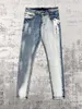 Jeans Man's Jeans Man Blue White Whited Slim Fit Casual Trendy Bella