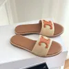 Topkwaliteit lympia glides dames raffia slipper triomphe verfraaide sandalen platte strandschoenen luxe ontwerper glijbanen vakantie wandelschoenen met doos