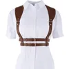 Bälten 2022 Fashion Punk Brown Leather Harness Belt Rem Bäldle Sexig kvinnor handgjorda dekorativ skjorta klänning Vest210h