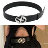 Cintos Y2K Goth Metal Star Fivelelle Leather Belt for Woman vintage cientia homem estilo casual calçada jeans acessórios de luxo