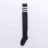 Women Socks Spring And Autumn Cotton Black White Blue Color Striped Over The Knee Stockings Tall Hold-Ups Cos Women's