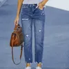 Mode Gebroken Gaten Kwastje Potlood Jeans Womens Stretch Slim Fit Broek Vrouwelijke Zoete Stijl Straat Casual Denim Broek 231221