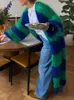 Cardigan de malha longa feminino casual suéter listrado etono inverno vintage solto maxi lady lady elegant street jacketwear 231221