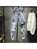 Men's Jeans Black Men Mens Cowboy Pants Holes Broken Ripped Print Torn Grunge Y2k Harajuku Summer Stretch Male Trousers