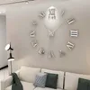 Römische Ziffern Wanduhren 3D DIY Mirror Clock Acrylaufkleber Mode Quarz Uhr Home Dekoration Reloj de Pared 231221