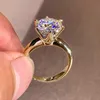 Solitaire Ring 3ct Diamond Woman Silver 925 Casamento de noivado de moissanita de ouro amarelo 2CT Moissanite com certificado Y2302250T