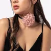 Pendant Necklaces QIAMNI Fashion Multilayer Flower Rose Tassel Choker Necklace For Women Floral Neckband Collar Party Sexy Wedding Jewelry