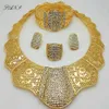 Collier de boucles d'oreilles fani nigériane de mariage femme accessoires bijoux entièrement mode perles africaines Dubaï Gold Color281l